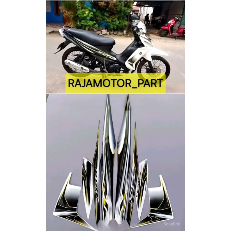STRIPING STIKER YAMAHA VEGA RR 2013 BODI HITAM PUTIH STANDAR MOTOR