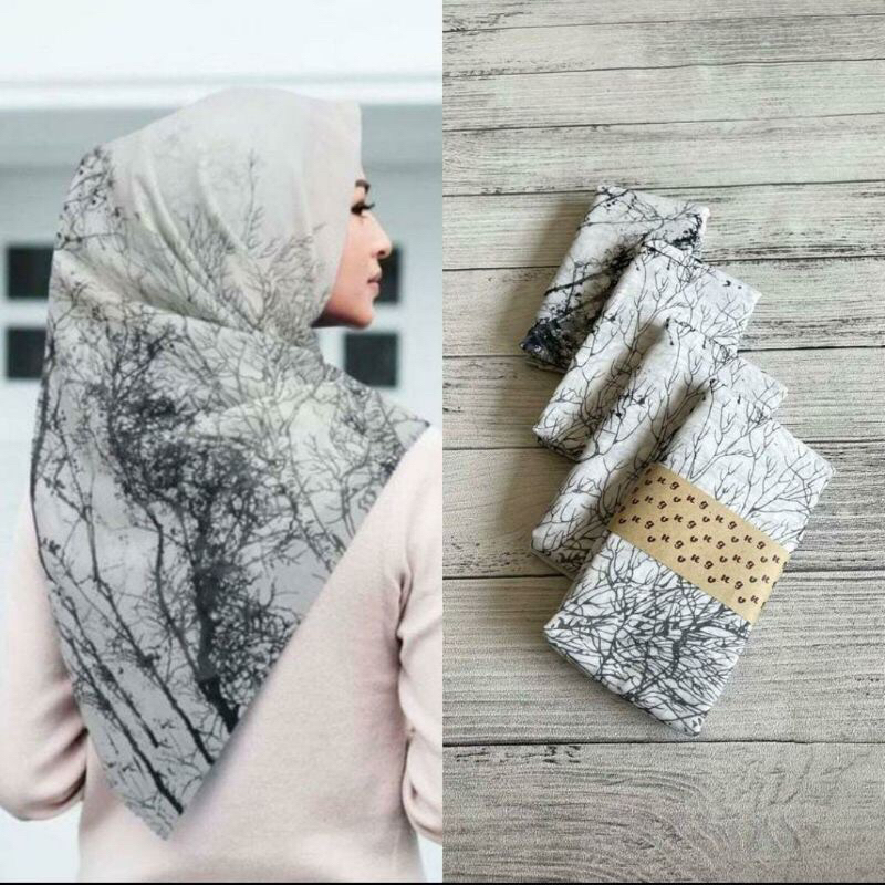 Hijab Kerudung Jilbab Segi Empat Motif Akar Premium Printing Lasercut Terbaru 2024