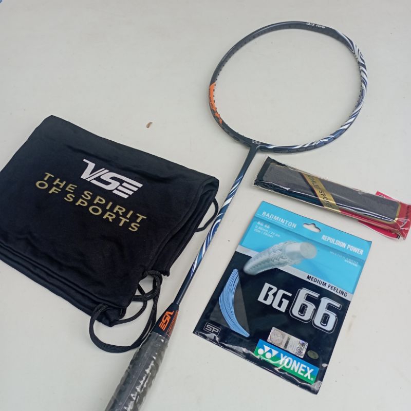 Raket badminton VSE ZIGLER 100ZZ 35LBS (bonus tas dan grip)