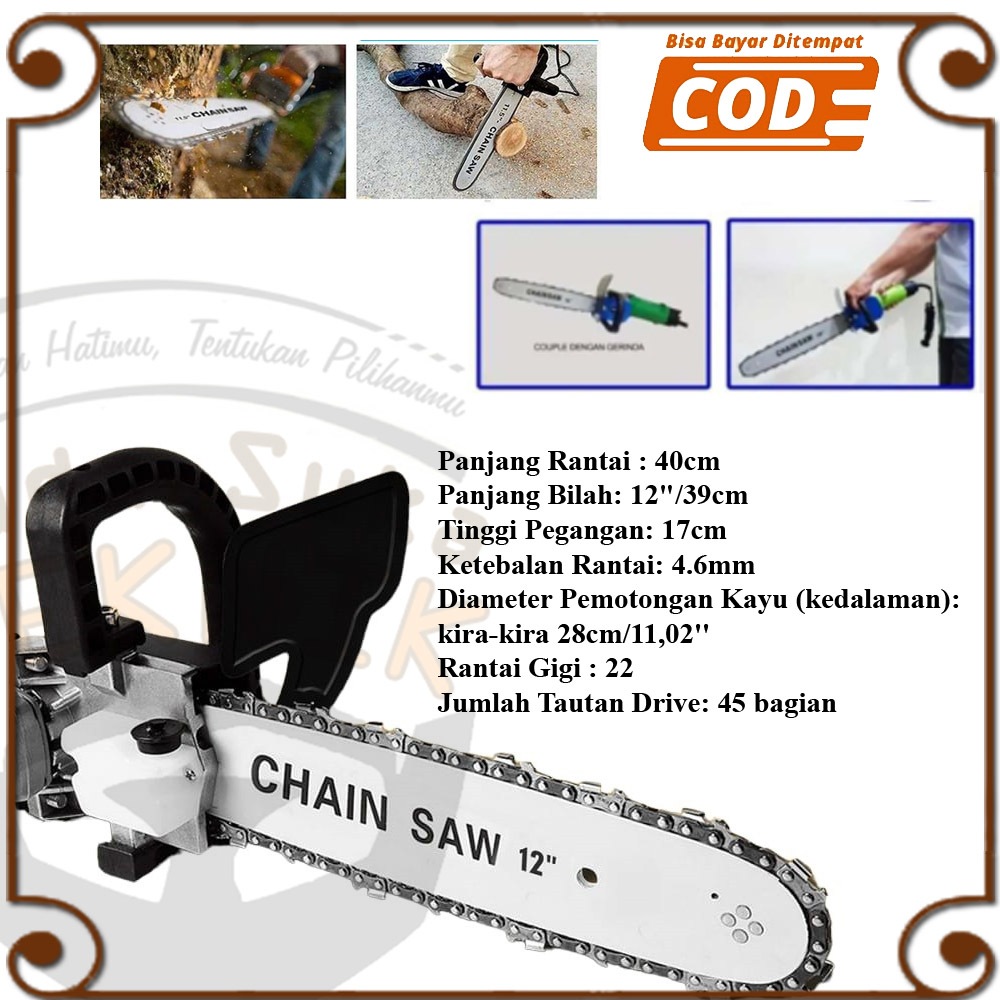 adaptor mesin gerinda sambungan mesin gergaji tangan listrik mini potong kayu belah pohon hutan 12"