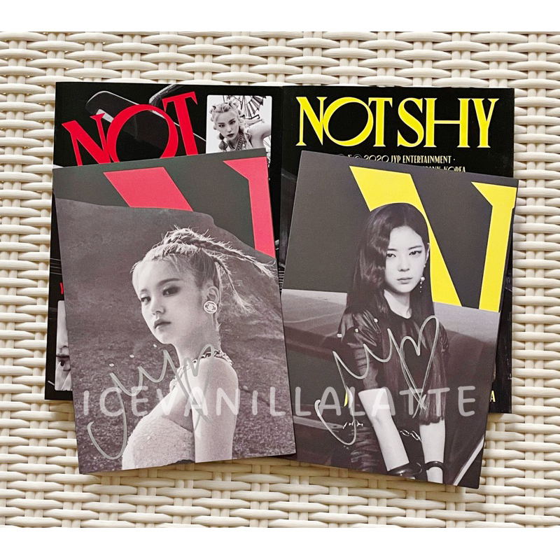 ITZY Not Shy SIGNED ALBUM poster by Chaeryeong Red & Yellow Version (no photocard)