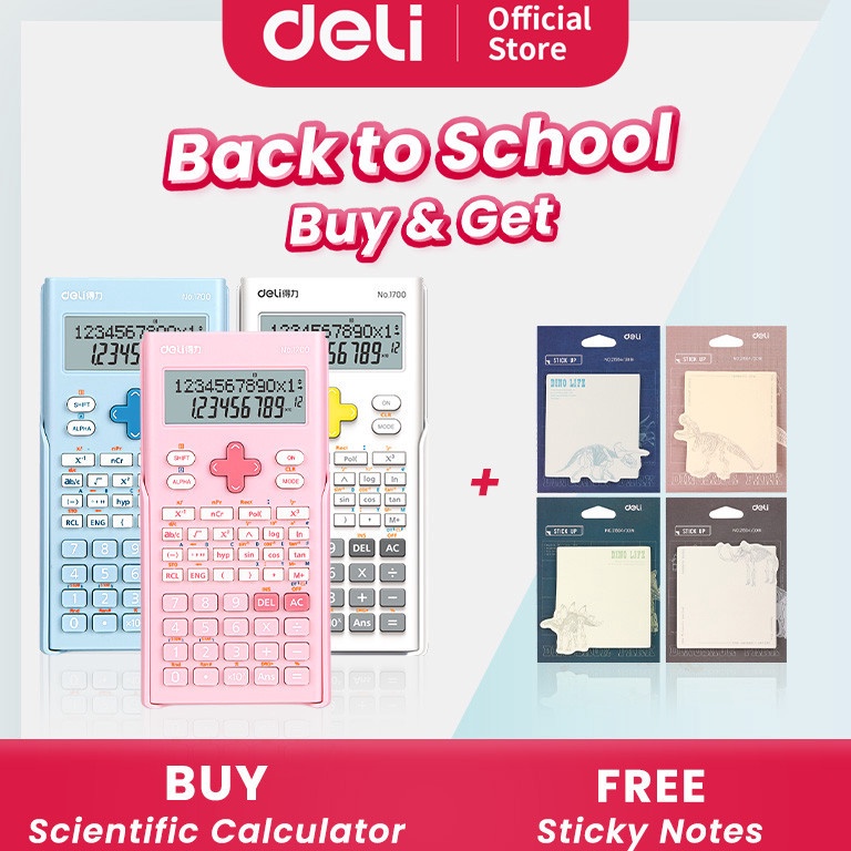 

KODE K98F Deli Calculator Scientific Kalkulator 24 Fungsi Kalkulasi 3 Warna 17
