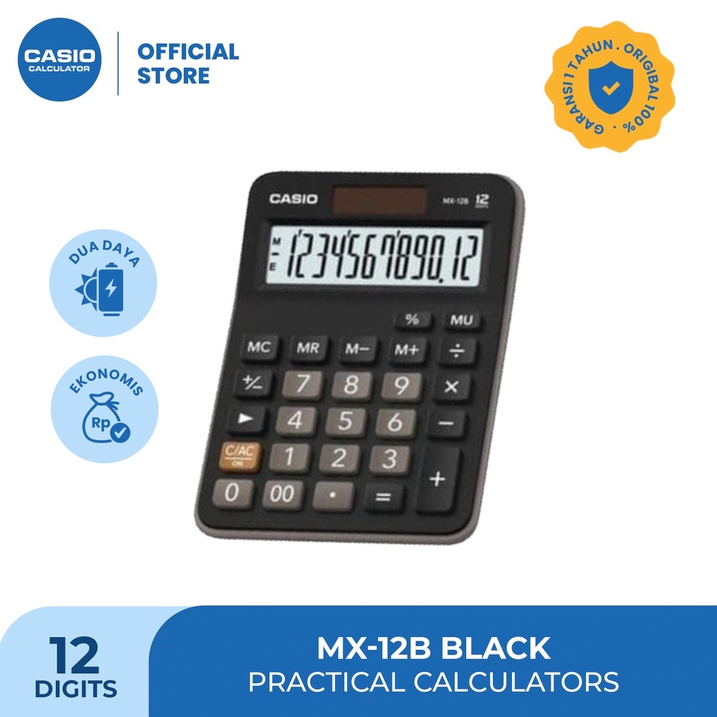 

CASIO KALKULATOR MX12B Hitam Kalkulator TokoDagang Standard 12 digit KODE L8K3