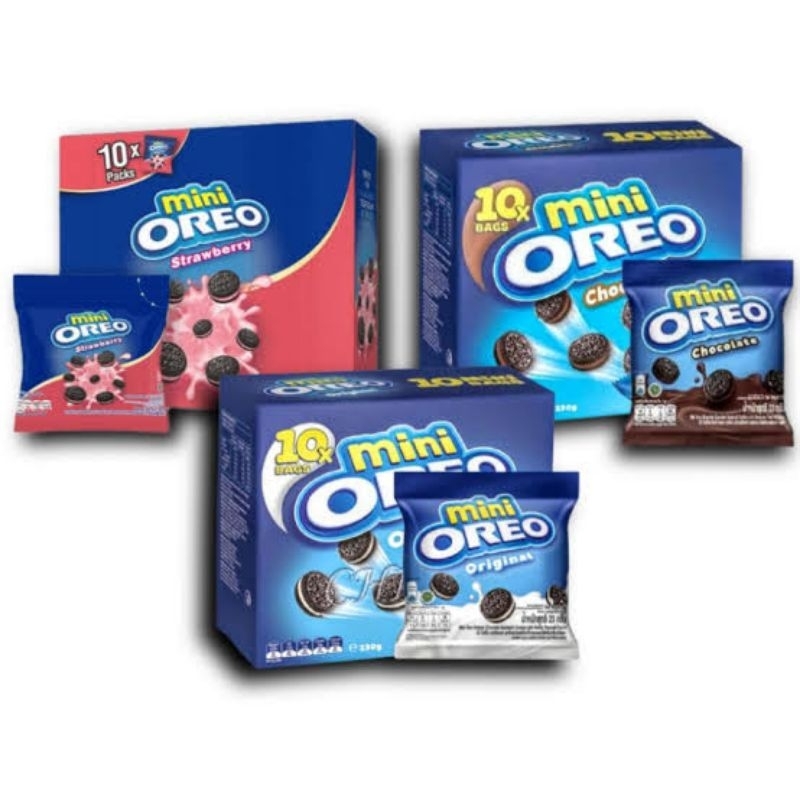 

OREO MINI SANDWICH BISKUIT MINI UKURAN 1 BOX ISI 10 PC X 23 GR