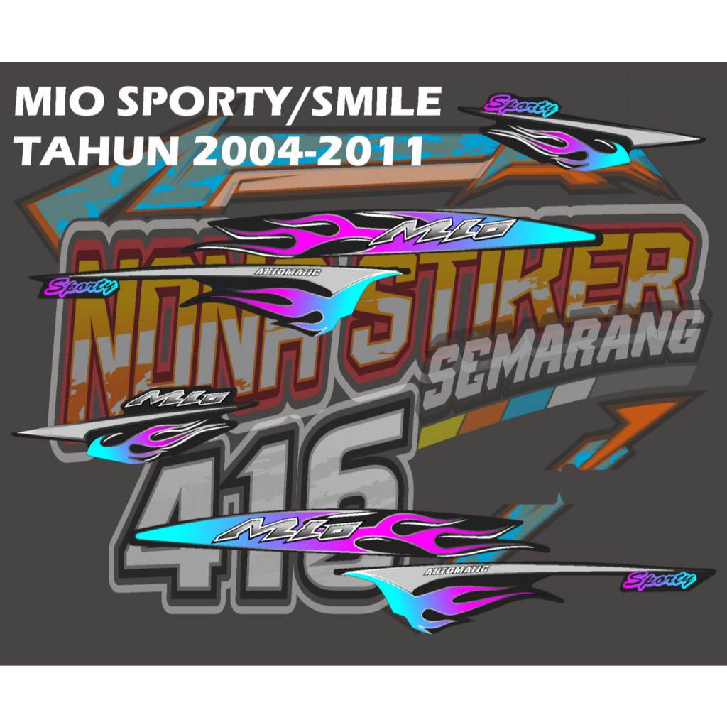 STIKER STRIPING DECAL MIO SPORTY MIO SMILE TAHUN 2004-2011 RAINBOW