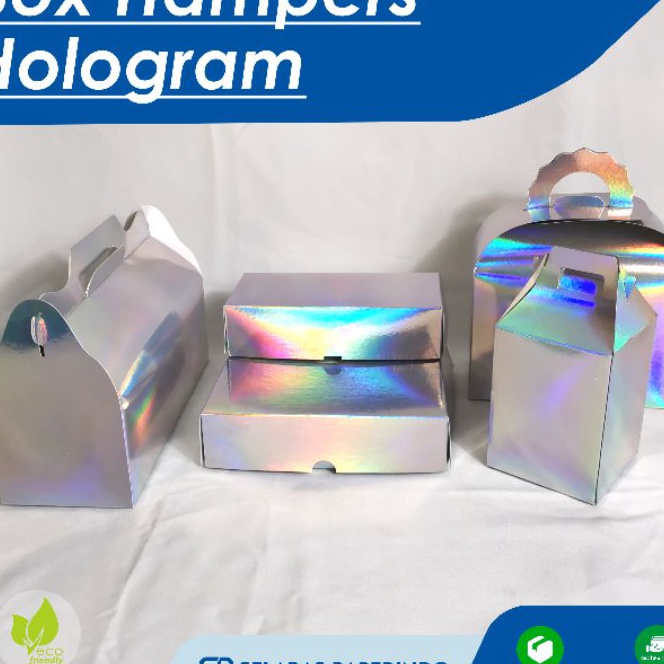 

FG2 ISI 1pcs Box Hologram polos kotak kado hampers gift sier hologram custom