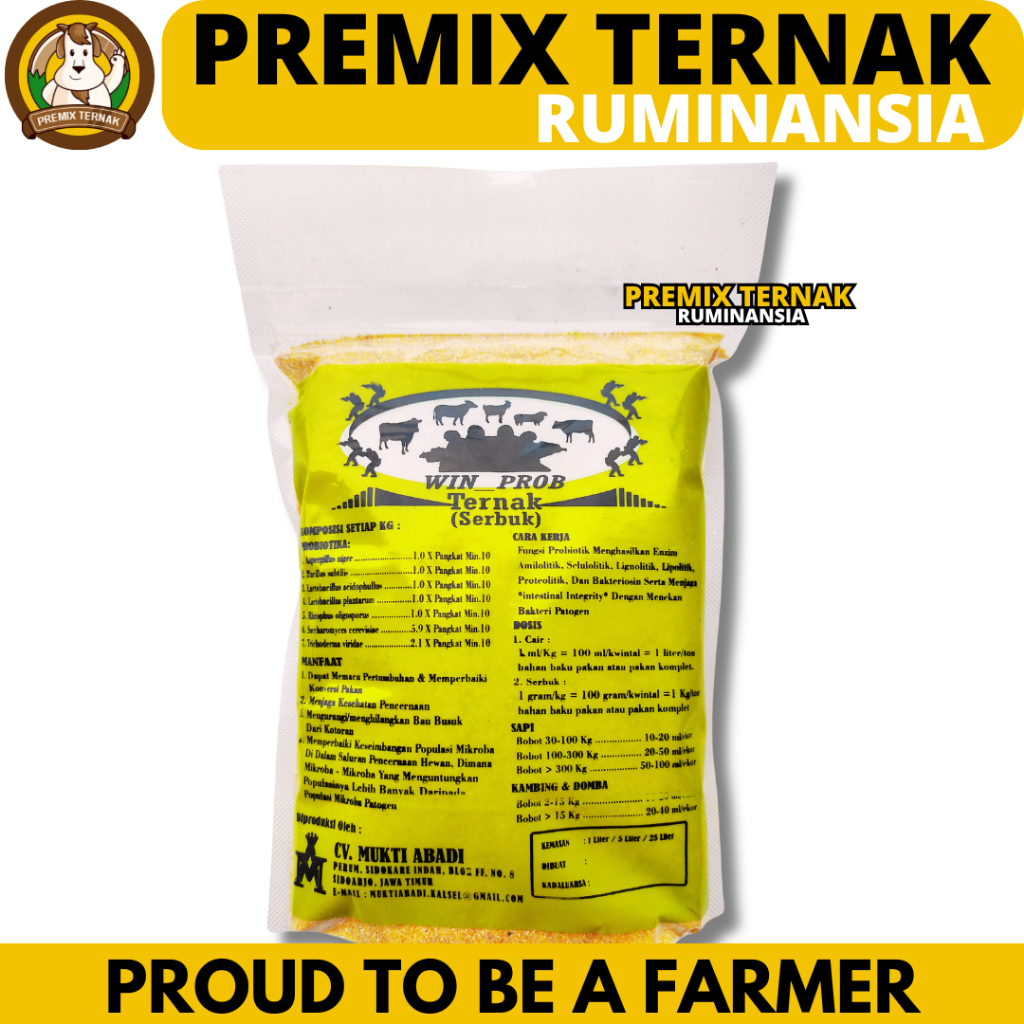 WIN PROB KERING 1 KG - Probiotik Ternak Untuk Fermentasi Pakan & Campur Pakan Sapi Kambing Domba