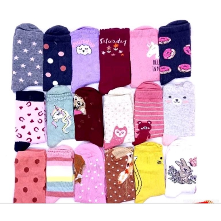 KODE M3F7 KAOS KAKI ANAK TK CEWEK COWOK IMPORT ISI 6