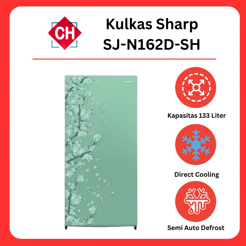 Kulkas Sharp 1 Pintu SJN162DSH Lemari Es Kapasitas 133 Liter Garansi Resmi
