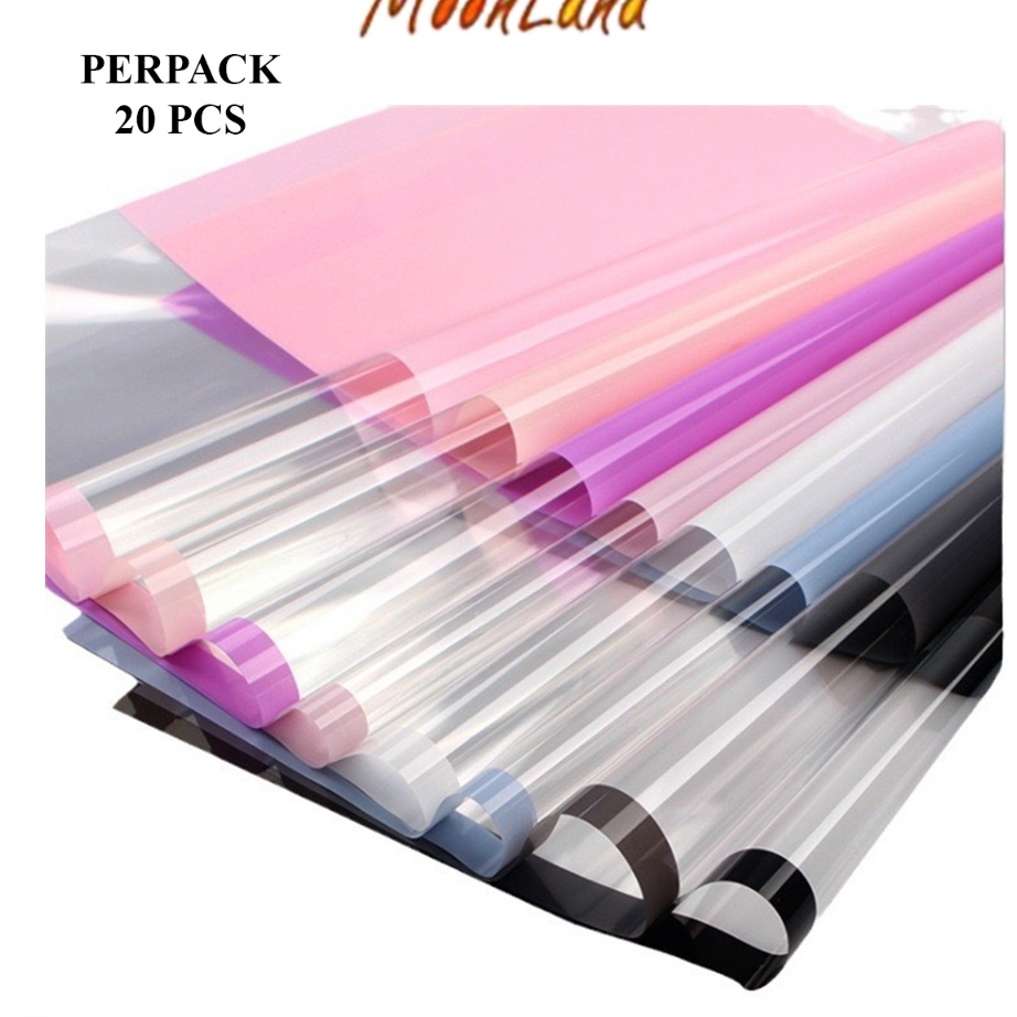 

KP8 2 Lembar Kes Buket Cellophane Flower Wrapping Paper Color Frame Transparan List Wateroof PEACK KB654