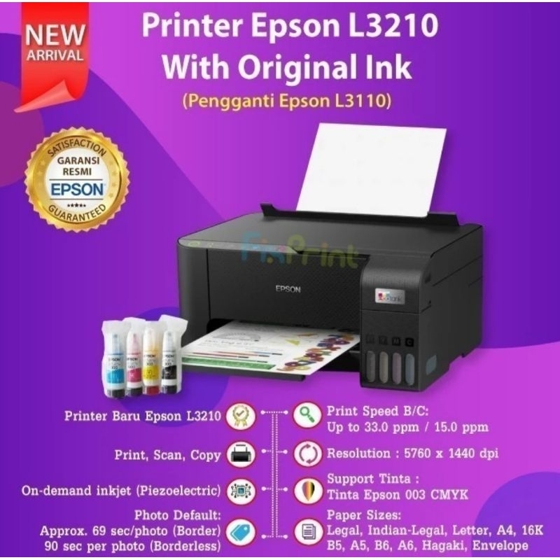 printer epson L3210 second bekas (print, scan, copy)