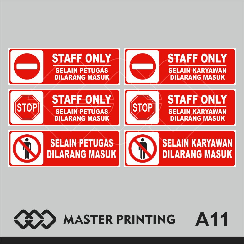 

A11 - Acrylic Sign, Stiker Akrilik Staff Only, Tahan Air, Tidak Pudar, Termurah, dan Bisa Custom