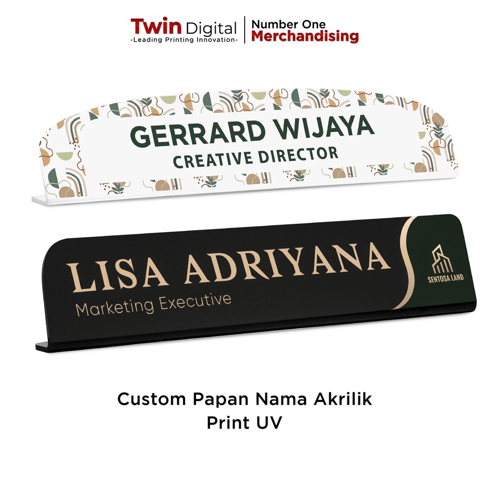 

KODE J56N Twindigital Custom Papan Nama Meja Eksklusif Akrilik Desk Name Plate Acrylic Print UV