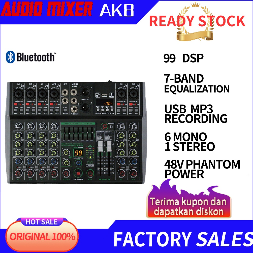 KODE Q5O COD Ready Stock AIBEDO AK468 Saluran Mixer Audio Profesional Dapat dihubungkan ke catu daya