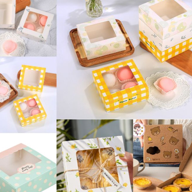 

KI3 1pcs egg tart box kotak kue donut dessert box egg tart box pie soes cupcakes mochi