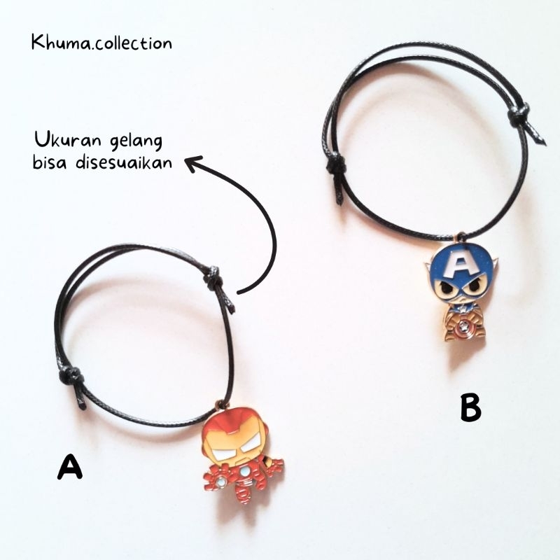 Gelang Tali Korea / Gelang Karakter Marvel Avengers / Gelang Laki-Laki / Gelang Anak