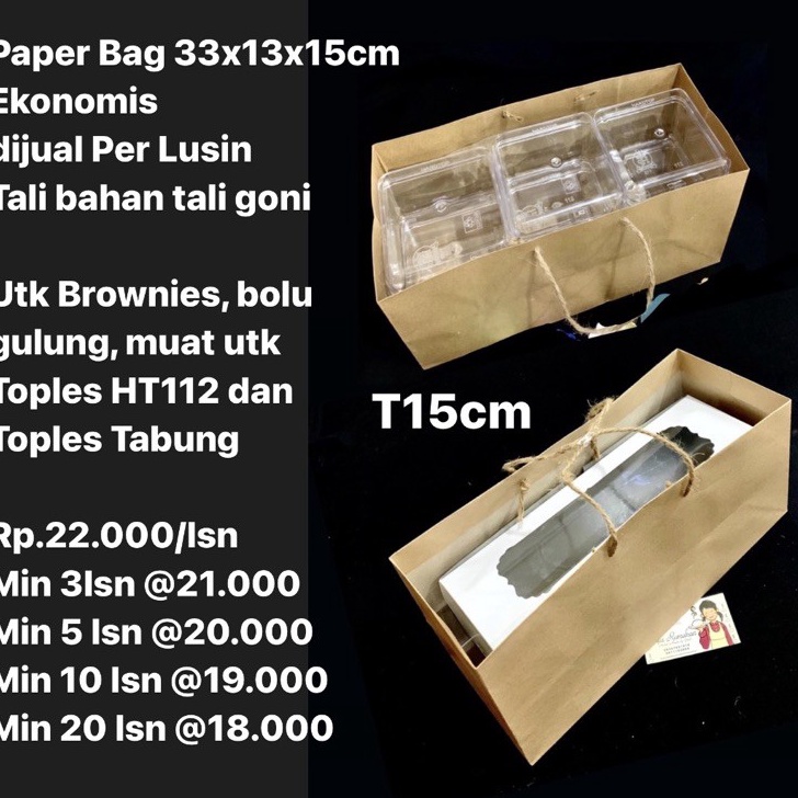 

KI3 Paper Bag 33x13x15cm Ekonomis dijual Per Lusin Tali Bahan Goni