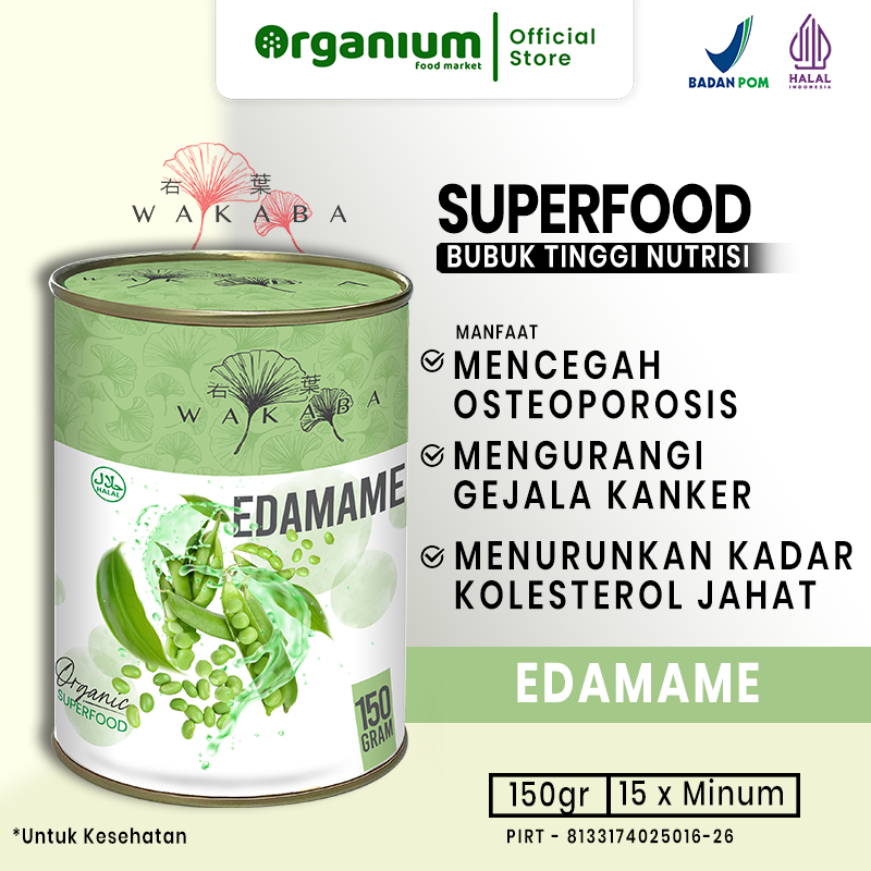 

WAKABA Superfood Edamame , Suplemen bubuk mencegah osteoporosis dan gejala menopause - 150g