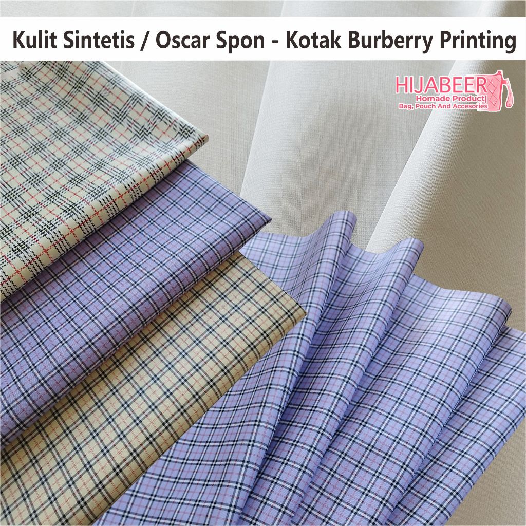 Bahan Tas dan Dompet / Kain / Kulit Sintetis / Jok Mobil / Sofa / Oscar Spon - Kotak Burberry Printi