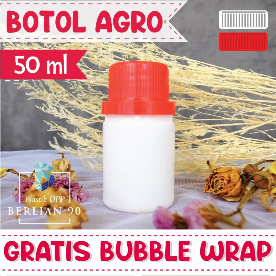 Botol Agro Plastik 50 ml Isi 30 Pcs / botol labor 50ml / botol HDPE 50ml / botol kapsul 50 gram / bo