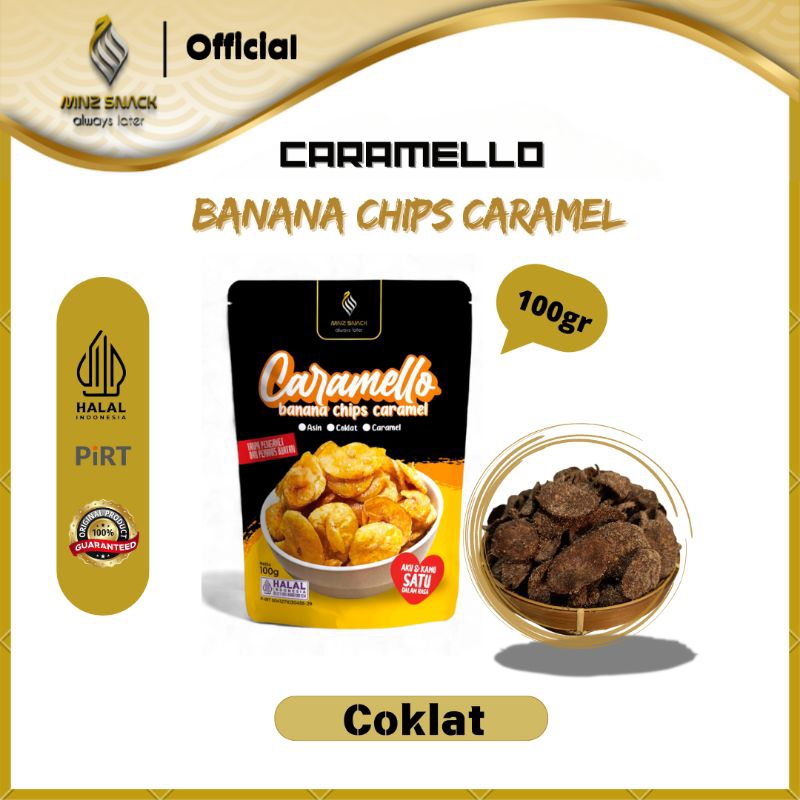 

MNZSNACK CARAMELLO Keripik pisang coklat 100gr kripik pisang coklat snack /cemilan bananachips cemilan keripik caramello