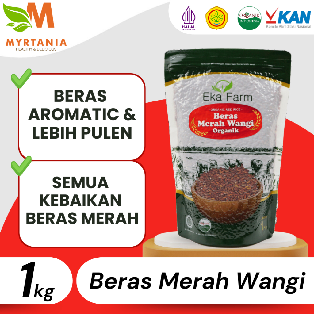 

Beras Merah Wangi Organik Eka Farm Kemasan 1 kg Vakum