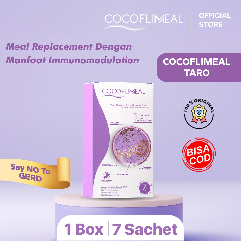 

Cocoflimeal Taro | Cocoflimeal 1 Box isi 7 sachet | Meal Replacement Sereal Pengganti Sarapan