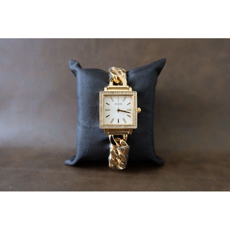 (BISA COD ) JAM TANGAN WANITA -Guess gold TALI RANTAI BAHAN STAINLESS STEAL -Diameter 2,8cm