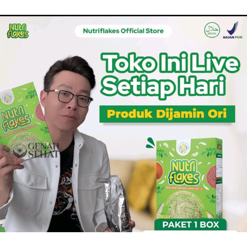 

Nutriflakes paket 1 box sereal umbi garut solusi meredakan asam lambung untuk berbagai kalangan .HALAL BPOM