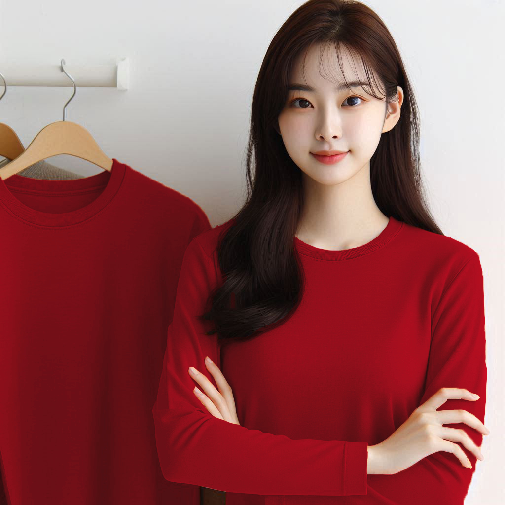 QH Kaos Lengan Panjang Merah Maroon Polos Kaos Warna Maroon Pria Kaos Maroon Wanita