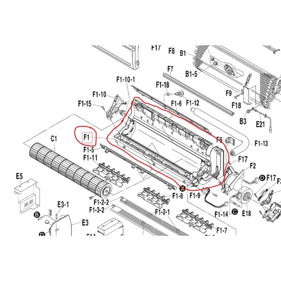 BODY BELAKANG (DUDUKAN EVAP) AC DAIKIN THAILAND 2PK FTC50NV14 ORIGINAL