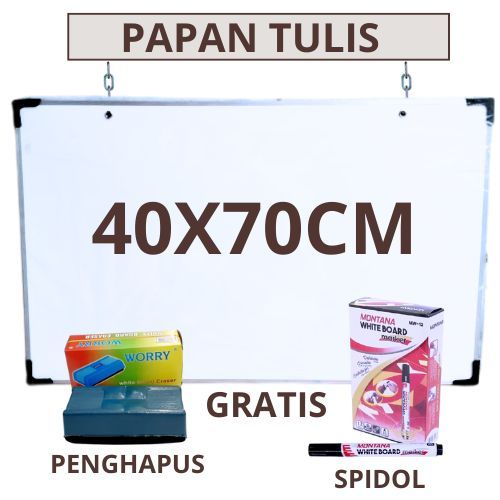 

Papan tulis whiteboard 2 sisi (hitam & putih) 40cm x 70cm gratis spidol dan penghapus