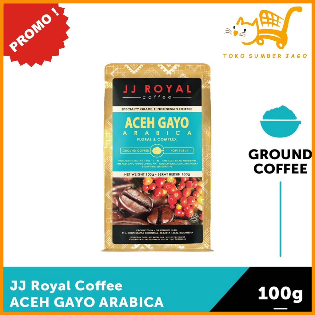

JJ Royal Coffee Aceh Gayo Arabica Ground (Kopi Bubuk) Bag 100gr