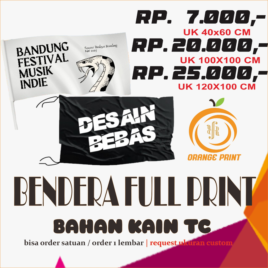 Promo Cetak Bendera Full Print Custom - Bahan Kain TC