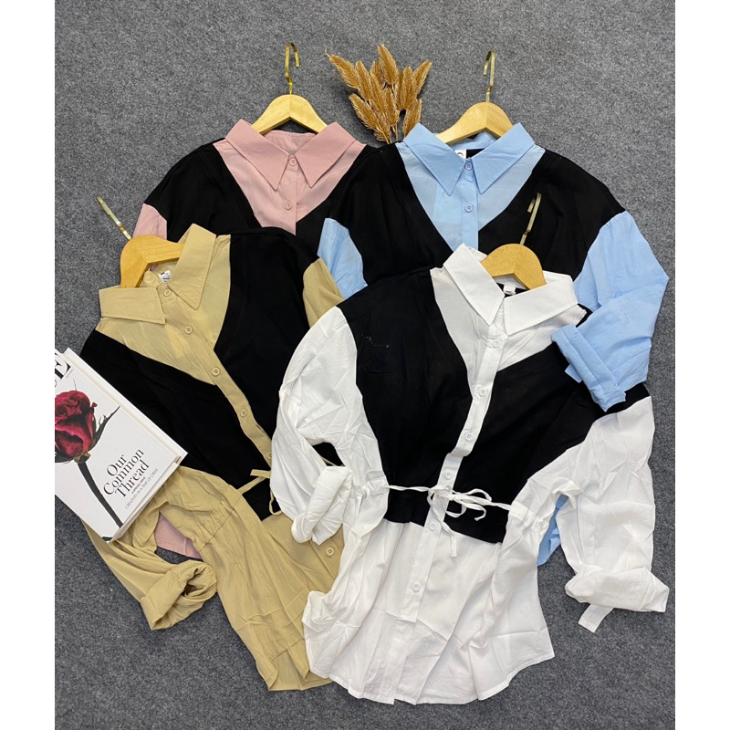 atasan wanita atasan import wanita kemeja kombinasi wanita kemeja import