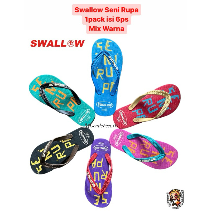 (GROSIR) Sendal Jepit Pria,Wanita Swallow Seni Rupa / Sandal Unisex casual sandal Jepit kekinian dar