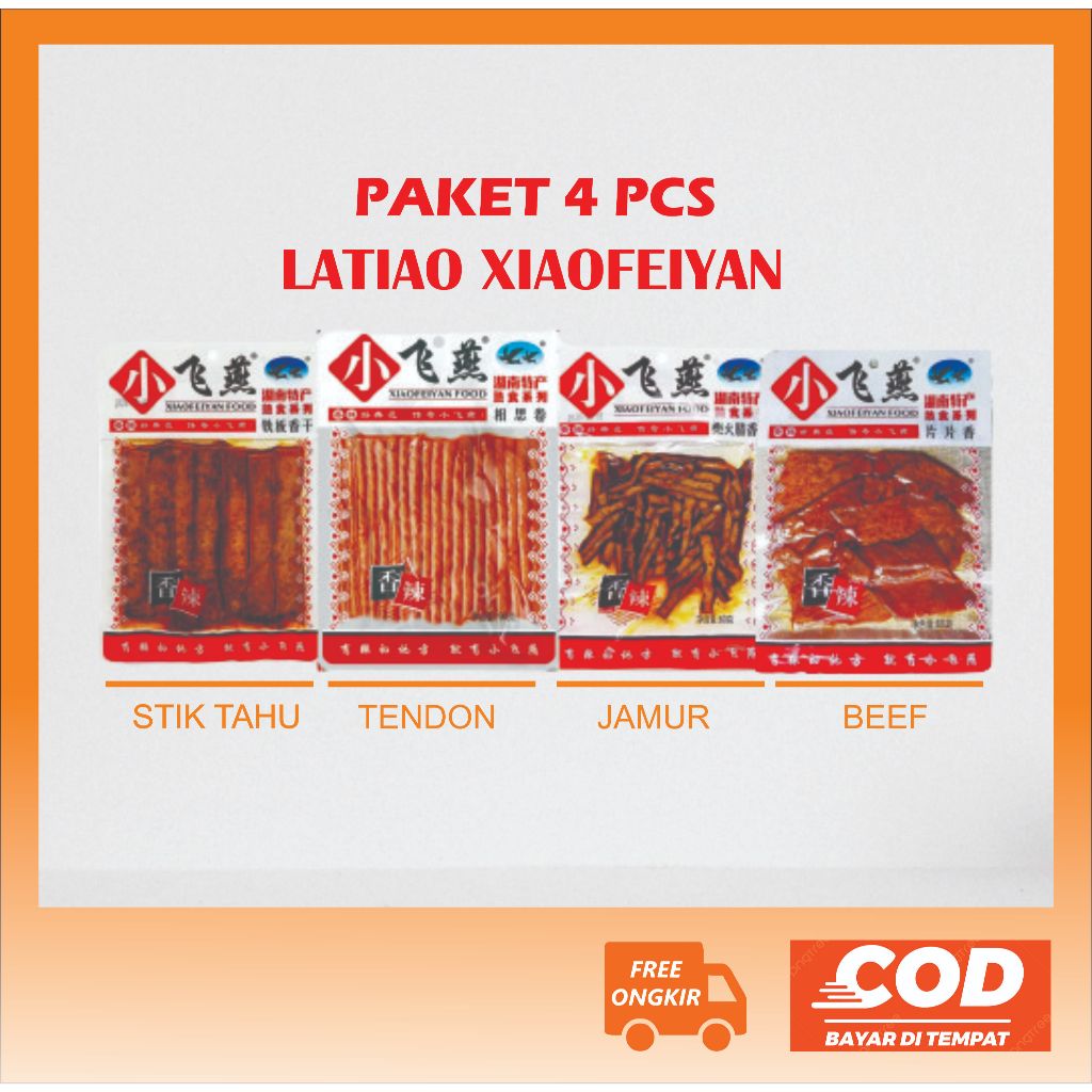 

(Paket 4 Pcs) Latiao Wulama Gluten halal Premium Makanan Snack China Pedas Viral Tiktok latiao Spicy vegetarian beef tendon Jamur Tahu Daging 90gr