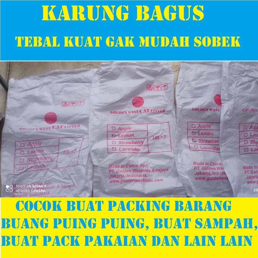 Karung Goni JUMBO ANTI AIR KUAT Baju Bekas Puing Batu Paking Paket - PUTIH 10 KG harga di atas untuk