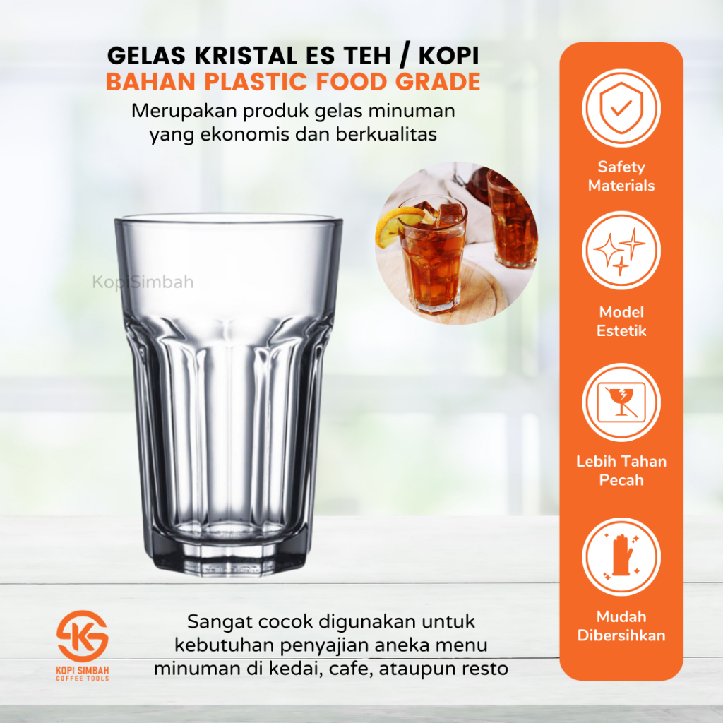 Glass Kristal Teh Kopi Plastik Transparant Gelas Belimbing Estetik Cangkir Es Kopi Premium Bening
