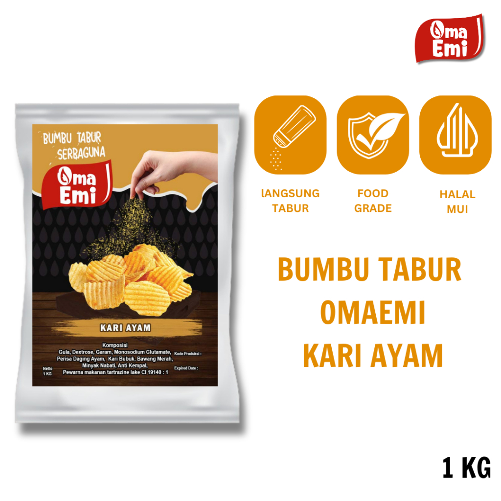 

BUMBU TABUR KARI AYAM HALAL KUALITAS TERJAMIN 1 KG