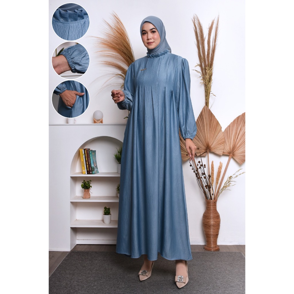 (COD)safana mode gamis polos sutra gamis terbaru bahan air flow silk bahan tebal dan sangat lembut