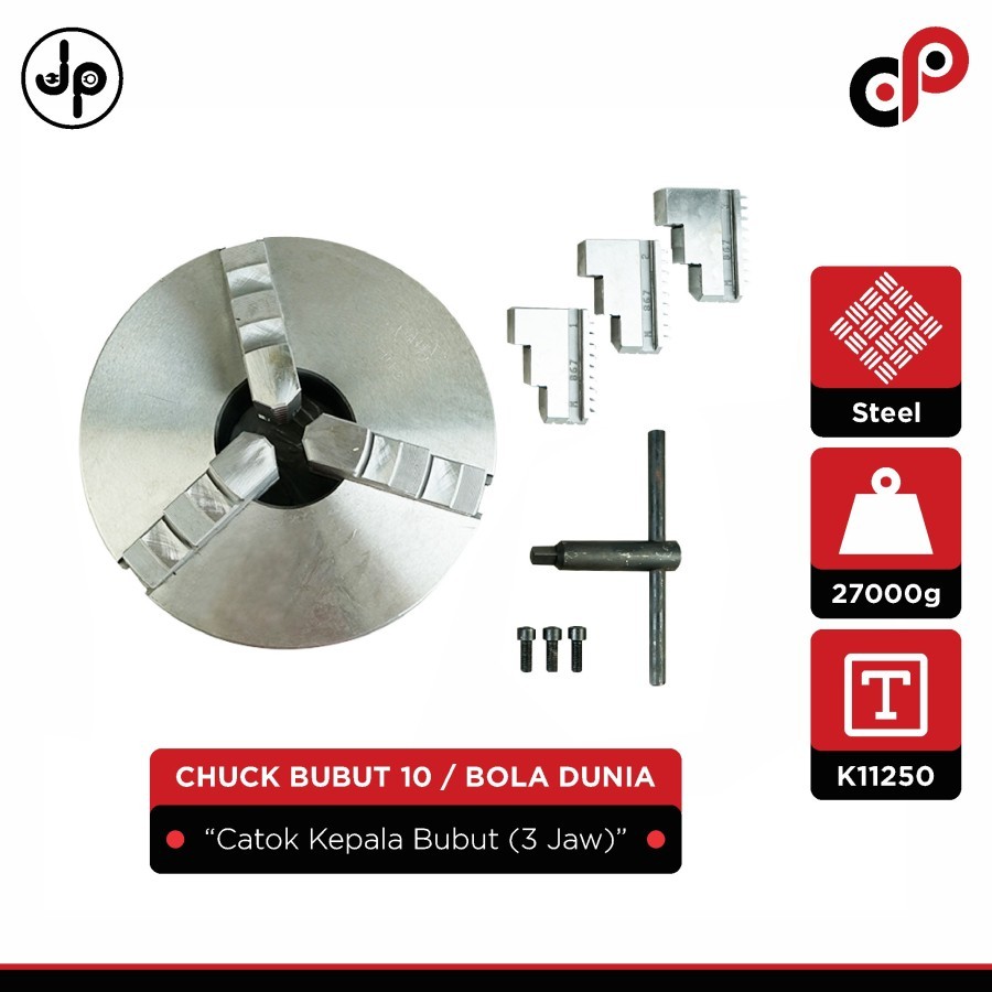 Chuck Bubut 10" 4 Jaw| Claw Bubut | Catok Kepala Bubut (BOLA DUNIA)