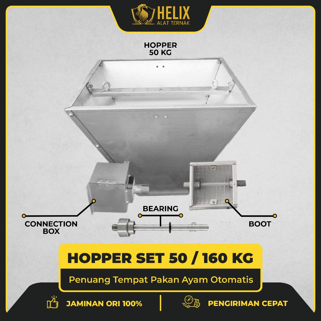 Hopper Komplit Set Feeder 50 / 160 kg Tuang Pakan Tempat Makan Ayam Otomatis Pedaging Broiler
