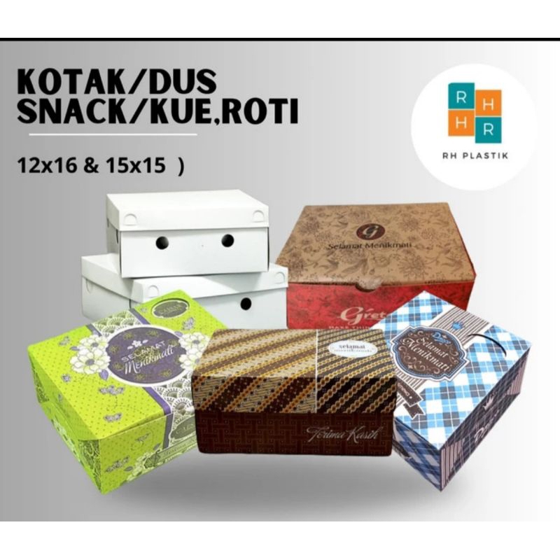 

Kotak/Dus Snack/Kue,Roti 12x16 & 15x15 ( 7 varian motif )