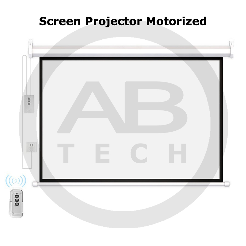 Layar Proyektor Motorized 120 inch Layar Proyektor Remote Otomatis 120" Rasio 1:1