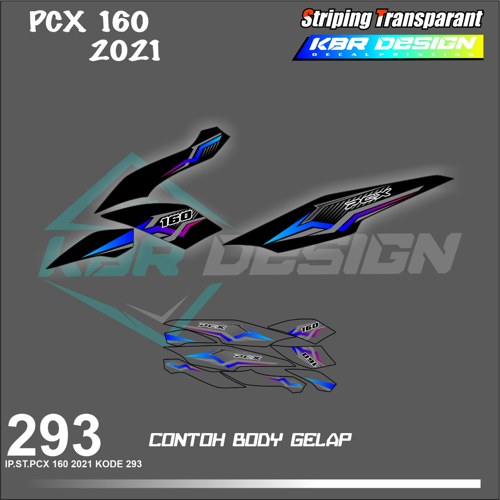 PCX 160  (COD) STIKER STRIPING MOTOR HONDA PCX 160 HOLOGRAM DAN TRANSPARAN BISA COD KODE 293