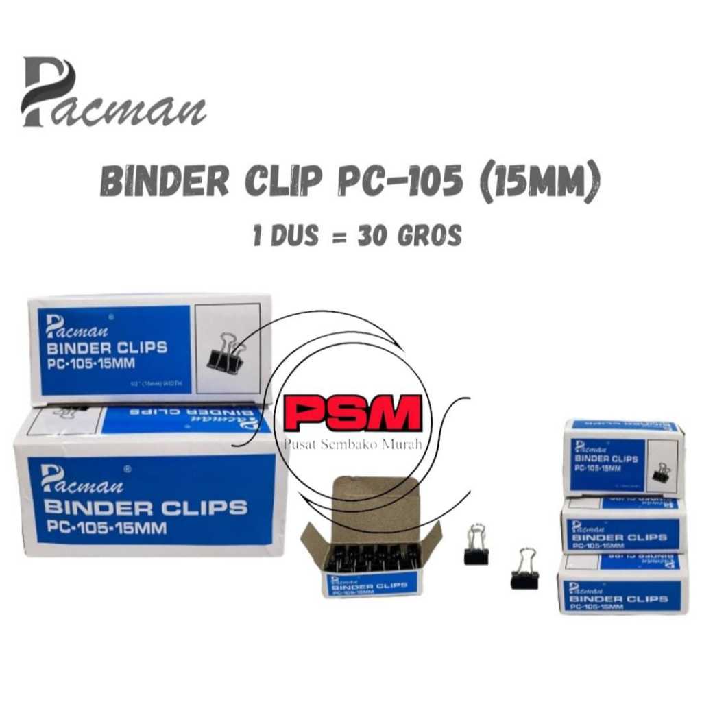 

1 PACK ISI 12 PC ~ PSM ~ PC-105 ( 15 mm ) BINDER CLIP PACMAN