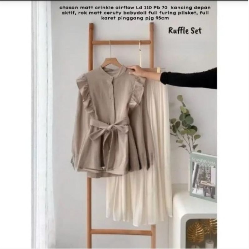 KODE B// Setelan rok plisket murah ||RUFFLE SET LABEL JASMINE