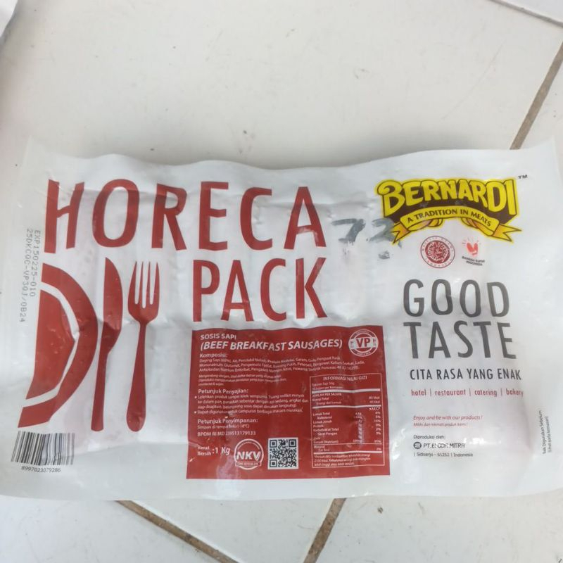 

Bernardi BHP Beef Breakfast Sausages Sosis Sapi Cocktail 1 kg HORECA