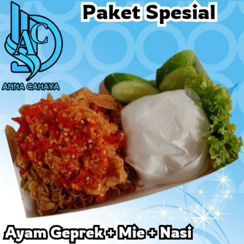 

✨ ANNA CAHAYA ✨ Paket Spesial Ayam Geprek + Nasi + Mie